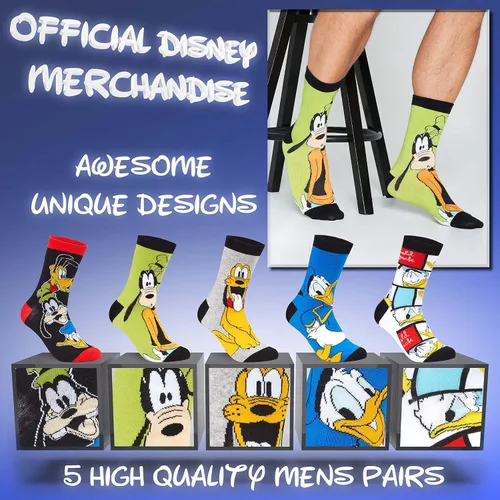 Miniatura 2 de Disney Calcetines para hombre Baby Yoda Crew Socks 5 Pack Star Wars Calcetines tobilleros Mickey Mouse regalos para hombres
