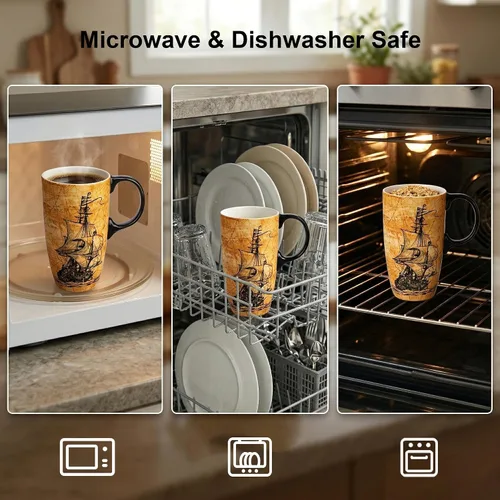 Miniatura 5 de Topadorn Taza de Viaje de Cerámica con Tapa y Asa - Taza de Café de Cerámica de 17 Oz Taza de Té Latte con Caja de Color, Tapa Resistente a VELERO