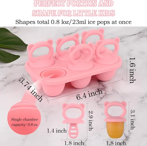 Miniatura 3 de Sakolla Moldes de silicona para paletas de bebé con 6 cavidades, moldes para paletas de leche materna para aliviar la dentición, molde de paletas
