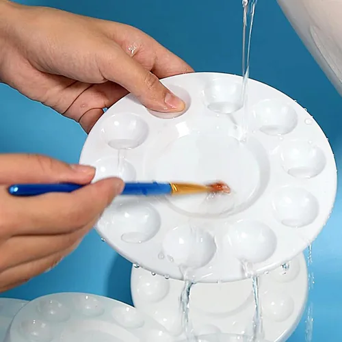 Miniatura 4 de Paletas de bandejas de pintura, paletas blancas de plástico para niños y estudiantes, bandeja de pintura para clase de arte, manualidades o fiestas