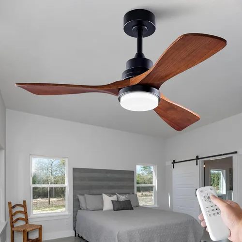 Miniatura 9 de Ventiladores de techo negros de 42 pulgadas con luces y control remoto, luz LED regulable, motor de CC silencioso reversible, función de memoria