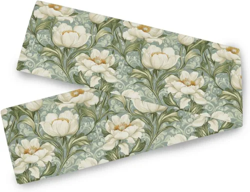 Camino de mesa decorativo naranja con patrón de flores vintage, 13 x 70 pulgadas, decoración de despedida de soltera, reutilizable, camino de mesa