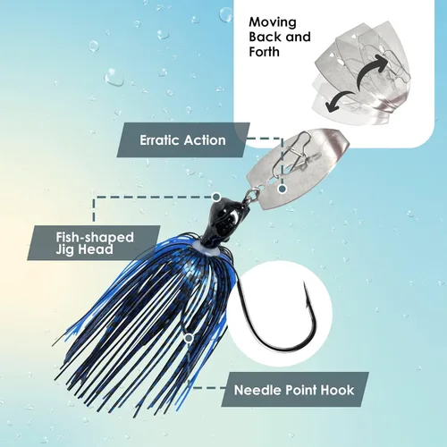 Miniatura 3 de Reaction Tackle Cabezales de plantilla de hoja rompedora de tungsteno para pesca, paquete de 2 plantillas de pesca para lubinas grandes y pequeñas