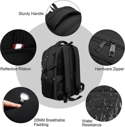 Miniatura 3 de ZUBOND Mochila con compartimento para zapatos para hombres y mujeres, mochila de viaje para laptop de 17.3 pulgadas con puerto USB, mochila