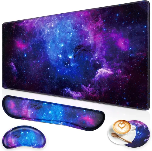 Miniatura 15 de Set de Alfombrilla de Ratón para Juegos Canjoy, 4-en-1 XXL Grande Alfombrilla de Ratón + Reposamuñecas para Teclado + Portavasos, (89.9×39.9 cm)