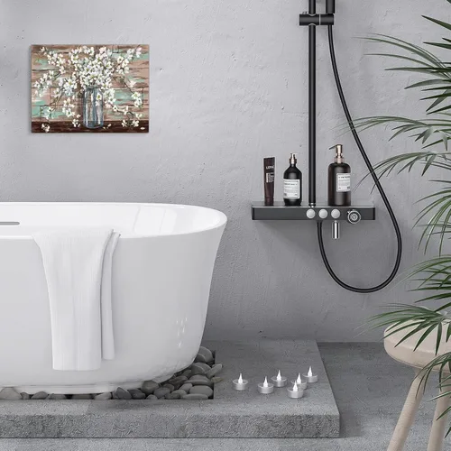 Miniatura 4 de KERPEESU Lienzo para baño, diseño de flores, diseño moderno de granja, pintura para dormitorio, acuarela, decoración de pared, obra de arte Marrón