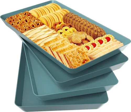 Miniatura 27 de WOWBOX 4 bandejas de servir para entretenimiento, platos para servir aperitivos, frutas, galletas, postres, bandejas de plástico reutilizables