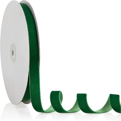 Cinta de terciopelo verde esmeralda de 5/8 pulgadas x 20 yardas para decoración de coronas de árbol de Navidad, manualidades, manualidades, adornos