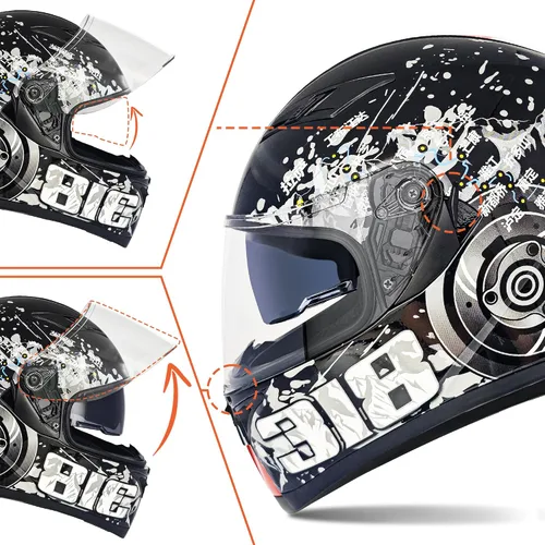 Miniatura 3 de Cascos de motocicleta de cara completa para adultos, doble visión, moto de calle, carreras, motocicleta ADV, ciclomotor, casco para hombres y Gris