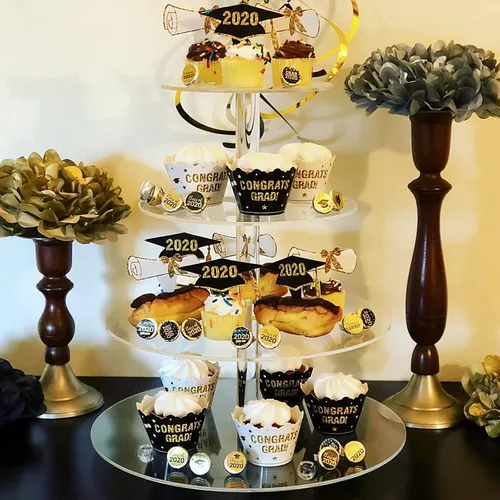 Miniatura 4 de Boxalls Soporte para cupcakes, soporte redondo de 4 niveles para cupcakes, torre transparente de pastelería de postres para bodas, cumpleaños