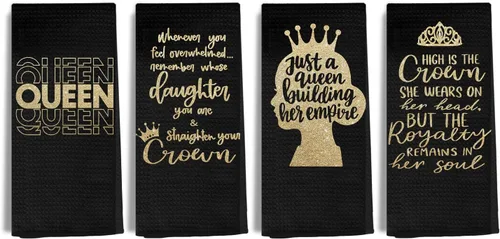 Just A Queen Building Her Empire - Juego de 4 paños de cocina de 24 x 16 pulgadas, con cita inspiradora, decoración para hija, Queen, toallas de