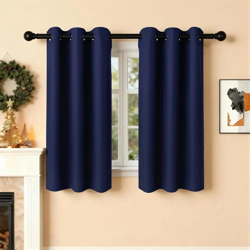 Miniatura 70 de Cortinas de oscurecimiento de habitación de 45 pulgadas de largo para dormitorio y sala de estar, cortinas térmicas aislantes con ojales