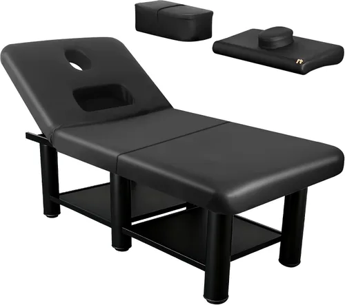 Mesa de terapia física estacionaria plegable, cama de masaje con pecho abierto, cama de masaje ajustable en altura con respaldo, mesa de terapia