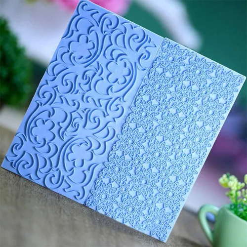 Miniatura 4 de Juego de 10 tapetes de impresión de fondant, tapete de estampado de encaje para corteza de árbol/pared de ladrillo/flor/pared de piedra, diseño