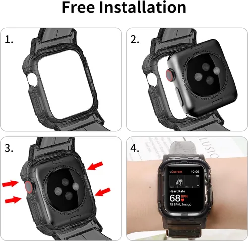 Miniatura 8 de Compatible con Apple Watch Band de 1.772 pulgadas, 1.732 pulgadas, 1.654 pulgadas, con funda antigolpes, correas deportivas para hombres y mujeres