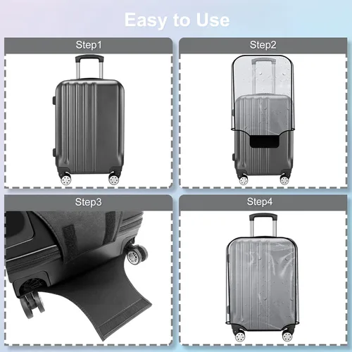 Miniatura 7 de JZRTravel Funda de equipaje de 3 piezas de PVC transparente impermeable para maleta, protector de maleta de equipaje para ruedas giratorias