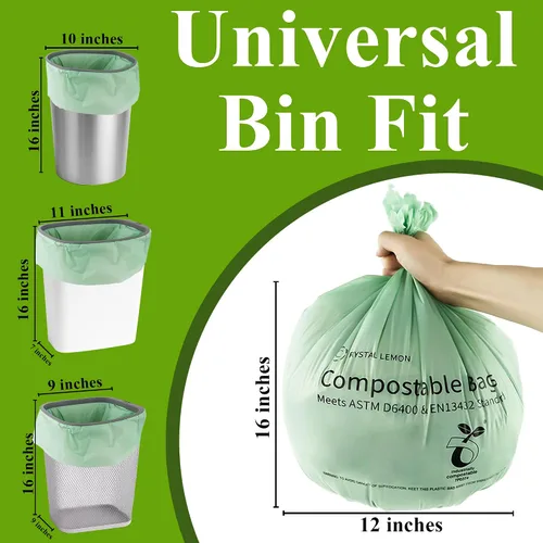 Miniatura 6 de Crystal Lemon - 30 bolsas biodegradables de 6 galones, resistentes y sin perfume, ideales para cocina, baño, patio y residuos de alimentos
