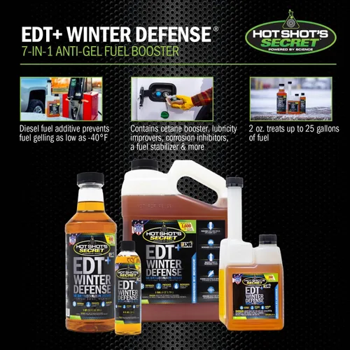 Miniatura 6 de Hot Shot's Secret EDT+ Winter Defense 8 oz – Trata 100 galones – Aditivo de combustible diésel anti-gel 7 en 1, evita la gelificación, protege