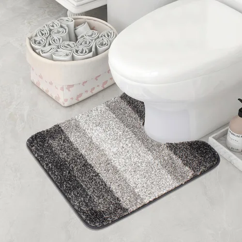 Miniatura 20 de Walensee Contour Rug (20 x 24, color negro degradado) - antideslizante, absorbente de agua, alfombra de baño de microfibra suave, lavable a máquina