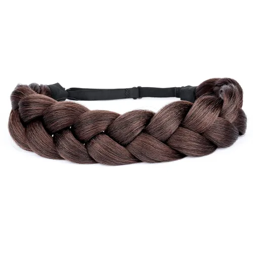 Miniatura 3 de Diadema de pelo sintético grueso, lanudo y esponjoso de 2 hebras de cabello trenzado, trenzado grueso, extensión elástica para mujeres y niñas