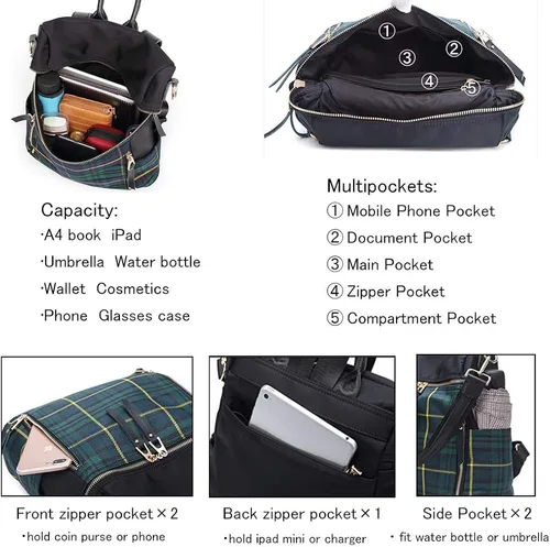 Miniatura 5 de Mochila para mujer, impermeable, ligera, a la moda, casual, de viaje, para mujer