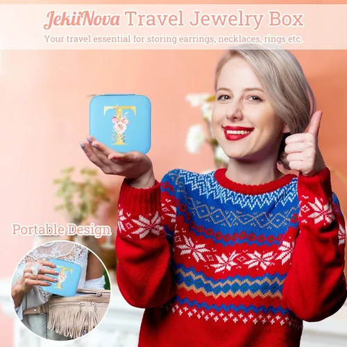 Miniatura 3 de Joyero de viaje organizador con espejo, artículos esenciales de viaje, joyero, organizador de joyas, regalos para mujeres, hermana, amiga, dama