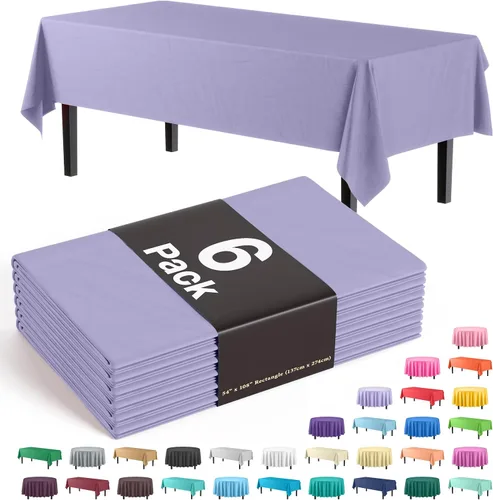 Miniatura 16 de Party Solids Paquete de 6 manteles de plástico prémium de 54 pulgadas x 108 pulgadas. Cubierta de mesa rectangular de plástico - Aqua