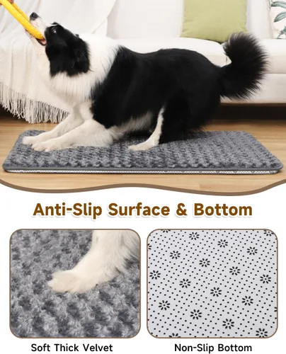 Miniatura 3 de Cama para perros pequeños para jaula de espuma de alta resistencia para perros medianos, lavable, antideslizante, 23 x 17 pulgadas, gris oscuro