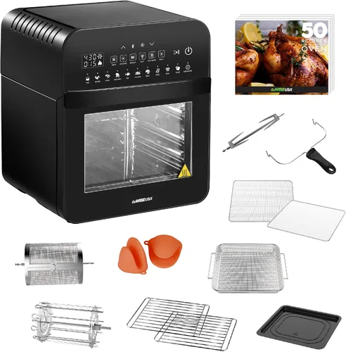 Miniatura 9 de GoWISE USA GW44800-O Freidora de aire eléctrica de lujo de 12.7 cuartos de galón, 15 en 1, con asador y deshidratador + 50 recetas QT, negro/plata