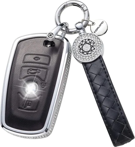 Miniatura 46 de Funda para llavero compatible con Volvo, cuero negro con cristal de protección de 360 grados para XC90, XC60, XC40, S60, S90, V60, V90, Polestar 1