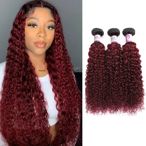 Miniatura 19 de 4 paquetes de cabello humano ondulado brasileño degradado borgoña T1B/99J, paquetes de cabello humano ondulado y húmedo para mujeres negras