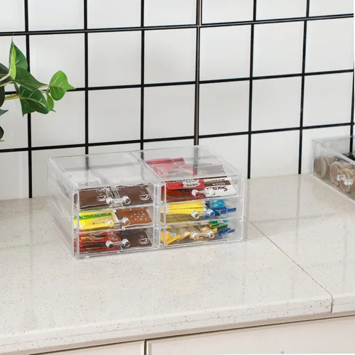 Miniatura 7 de Cq acrylic - Organizadores apilables transparentes para maquillaje y almacenamiento con 8 cajones, organizador de gabinete de medicina de acrílico