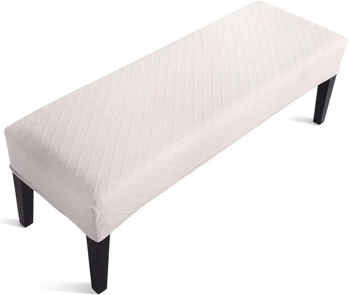 Miniatura 38 de Fuloon - Funda elástica de jacquard para banco de comedor, antipolvo, desmontable, funda para banco lavable, protector de cojín de asiento para Beige