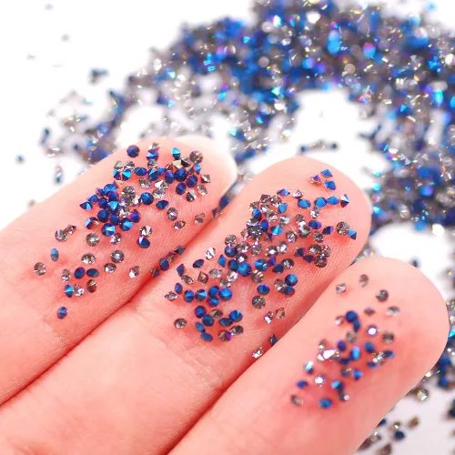 Miniatura 22 de 5000 cuentas de diamantes de imitación de cristal de diamante ultra mini de 0.044 pulgadas con parte trasera plana, cristales iridiscentes, brillo