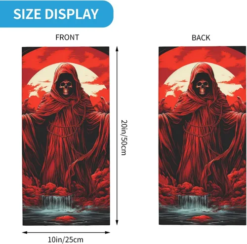 Miniatura 3 de HERRECX grim reaper angel skull demon skeleton red Neck Gaiter Face Cover Scarf Balaclava Bandana for Women Men Gaiter Mask for Motorcycle Cycling