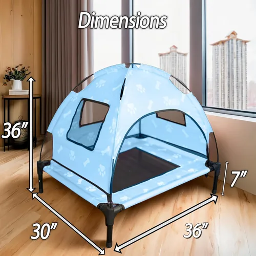Miniatura 2 de Cama elevada para perros – 36 x 36 x 30 pulgadas – Tumbona para perros pequeños y grandes (hasta 110 libras) – Portátil y duradera – Refrigeración