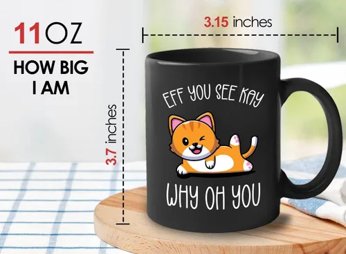 Miniatura 6 de Bubble Hugs Taza de café de yoga de 11 onzas, color negro, Eff You See Kay Why Oh You, meditación, deporte, alivio del estrés, relajación