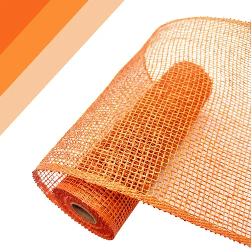 Miniatura 4 de Malla de arpillera de poliéster naranja, rollos de malla decorativa de arpillera de 10 pulgadas para corona de calabaza, festones de verano y otoño