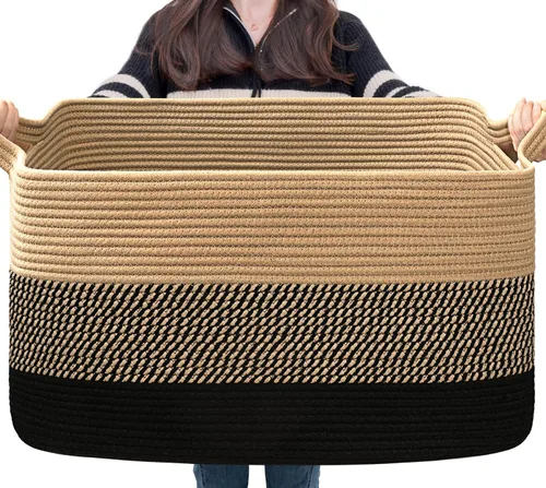Miniatura 20 de Goodpick Cesta Grande de Almacenamiento de Juguetes, Cestas de Cuerda de Algodón Gris Contenedor de Almacenamiento de Juguetes para Bebé, Niños