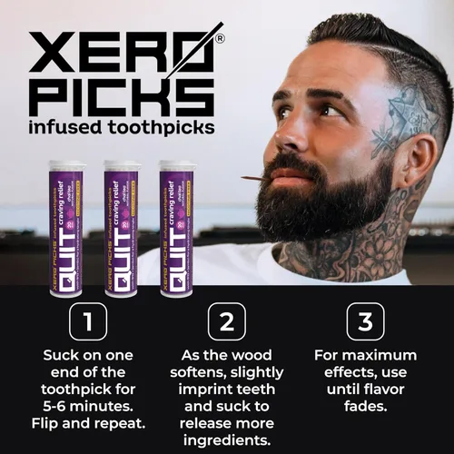 Miniatura 2 de Xero Picks Palillos de dientes con sabor infundido para ayudar a dejar de fumar, sin nicotina (té Chai, paquete de 3)