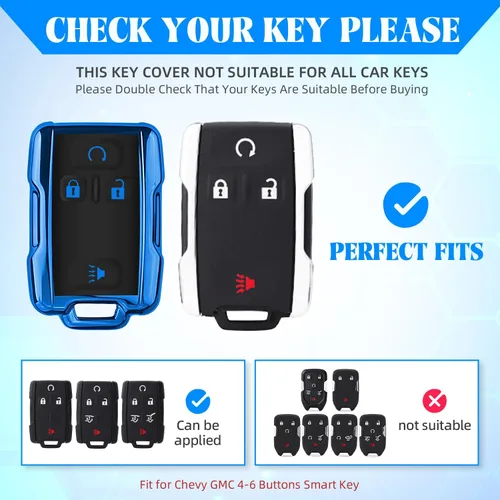 Miniatura 2 de QBUC para funda de llavero Chevy con llavero, funda de llave de TPU suave compatible con Chevy Colorado Silverado Suburban Tahoe GMC Sierra Yukon