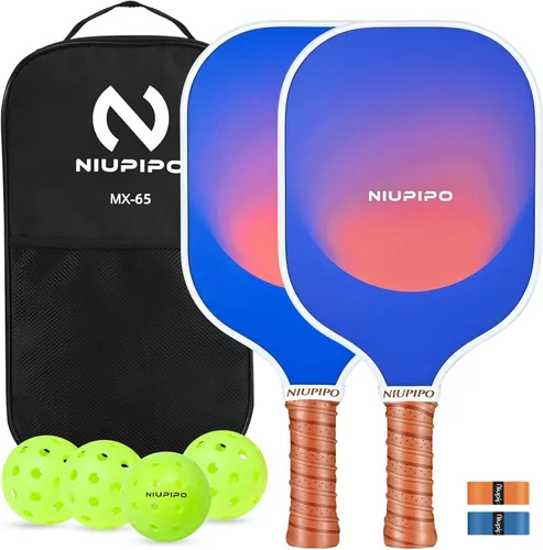 Miniatura 17 de niupipo Pickleball Paddles Set of 2/4/1, USAPA Approved Carbon Fiber & Fiberglass Hybrid, Easy Power, Polypropylene Honeycomb Core, Cushioned 4.72