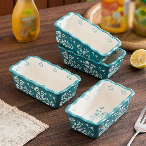 Miniatura 3 de Wisenvoy Mini molde para pan de cerámica para hornear pan, mini sartenes para pan de 4 piezas