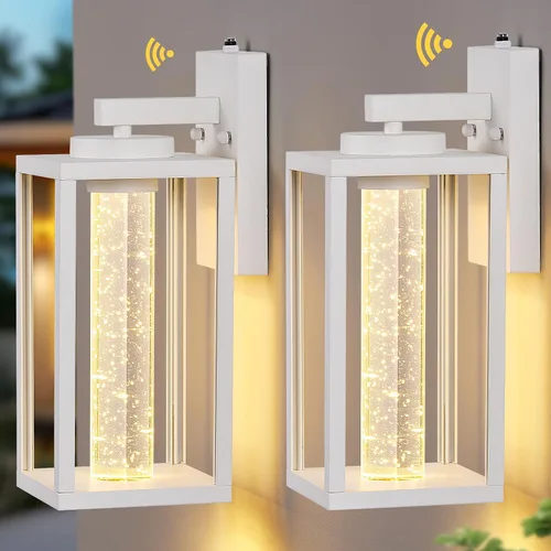 Miniatura 14 de VIANIS Aplique de Pared Exterior Negro, Iluminación Exterior del Atardecer al Amanecer Montaje en Pared para Casa con Cristal de Burbuja, Lámpara