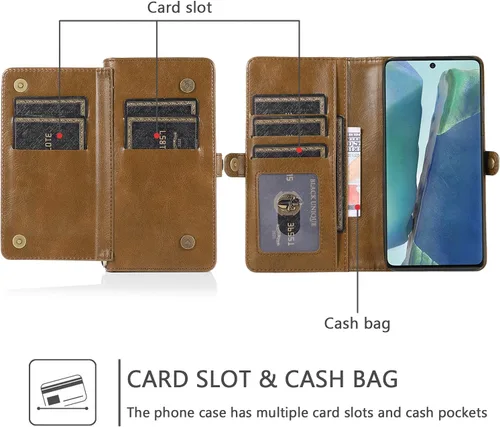 Miniatura 4 de Asuwish Funda de teléfono para Samsung Galaxy Note 20 Glaxay Note20 5G Wallet Funda desmontable con protector de pantalla de vidrio templado