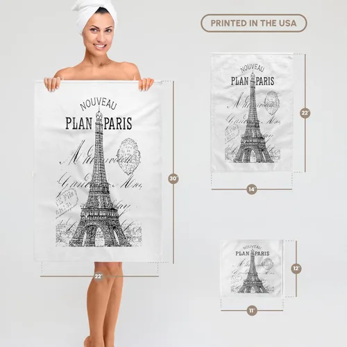 Miniatura 6 de 3D Rose Nouveau Paris - Toalla de mano/deporte de la Torre Eiffel vintage, 15 x 22