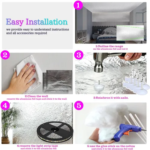 Miniatura 6 de FUSLITE Luz LED 3D Thundercloud, luces de nube de techo con control remoto, kit de bricolaje, nubes LED para techo, sala de juegos, dormitorio