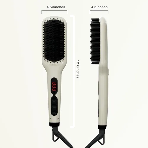Miniatura 8 de MEGAWISE Cepillo alisador de cabello, cepillo de cerámica iónica para alisar el cabello para control del encrespamiento, calentamiento MCH 20s