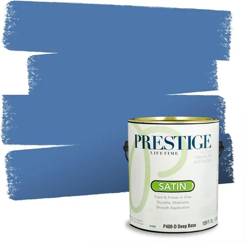 Miniatura 37 de Prestige Paints. - Base y pintura para exteriores en un solo galón, 1 galón. plano, comparable con Sherwin Williams Topsail. SW159-azul hechizante.