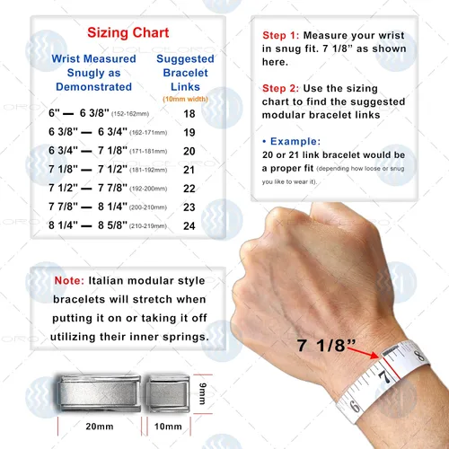 Miniatura 3 de 9mm Italian Starter Charm Bracelet, Starting at 18 Links for 6 Wrist Size - for Larger Sizes SELECT A SIZE Option, Interlocking Stainless Steel